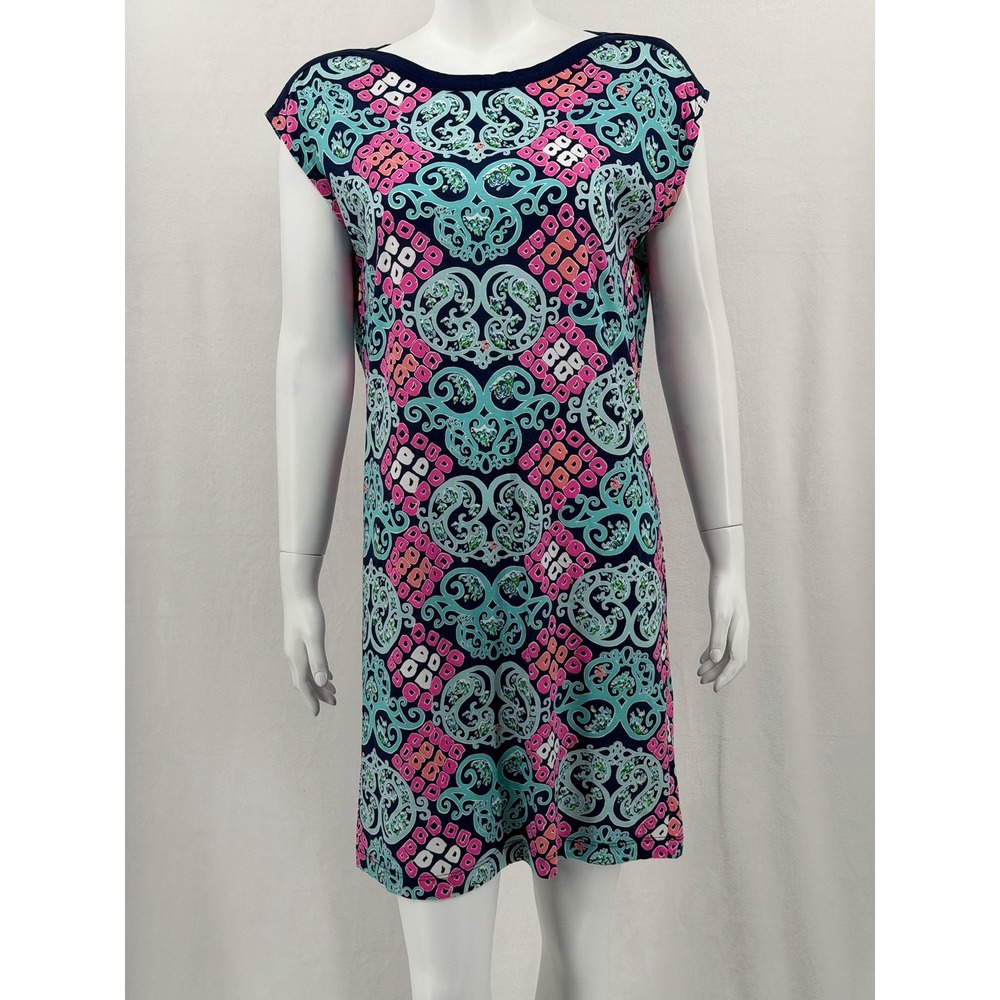 Lilly Pulitzer Dress Women Medium Navy Robyn Shift Behind the Gate Preppy Resort